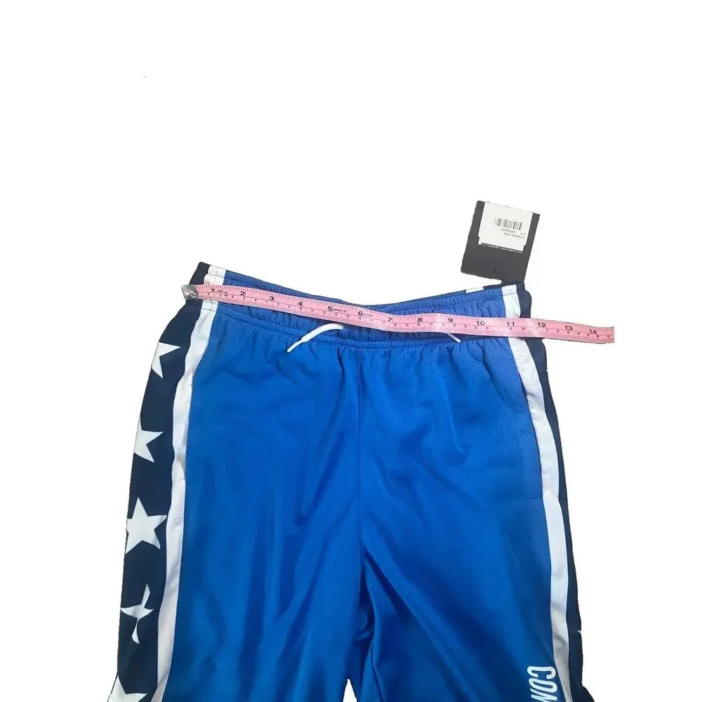 Converse Boys M Blue Mesh Polyester Athletic Shorts Drawstring Star Panels